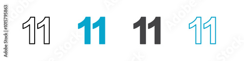 number 11 icon vector line design