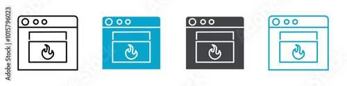 oven icon vector line design
