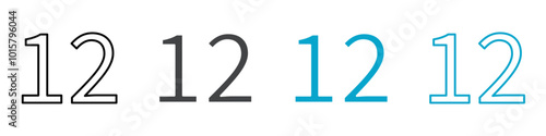 number 12 icon vector line design