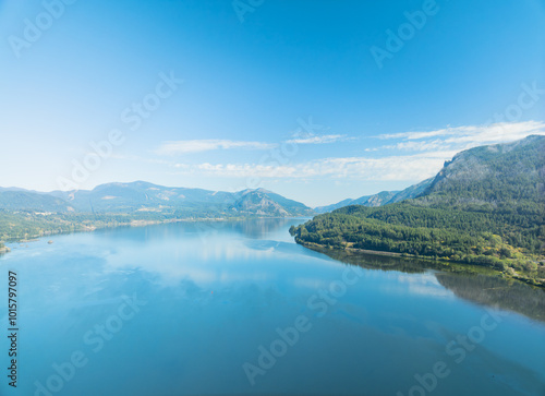 A beautiful lake with mountains in the background