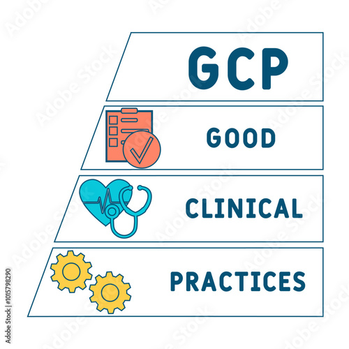 GCP - Good Clinical practices acronym. medical concept background. vector illustration concept with keywords and icons. lettering illustration with icons for web banner, flyer, landing pag