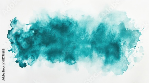 A vibrant teal watercolor splash on textured paper showcasing artistic expression and creativity in a minimalist style