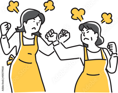 怒ってこぶしを交える女性二人