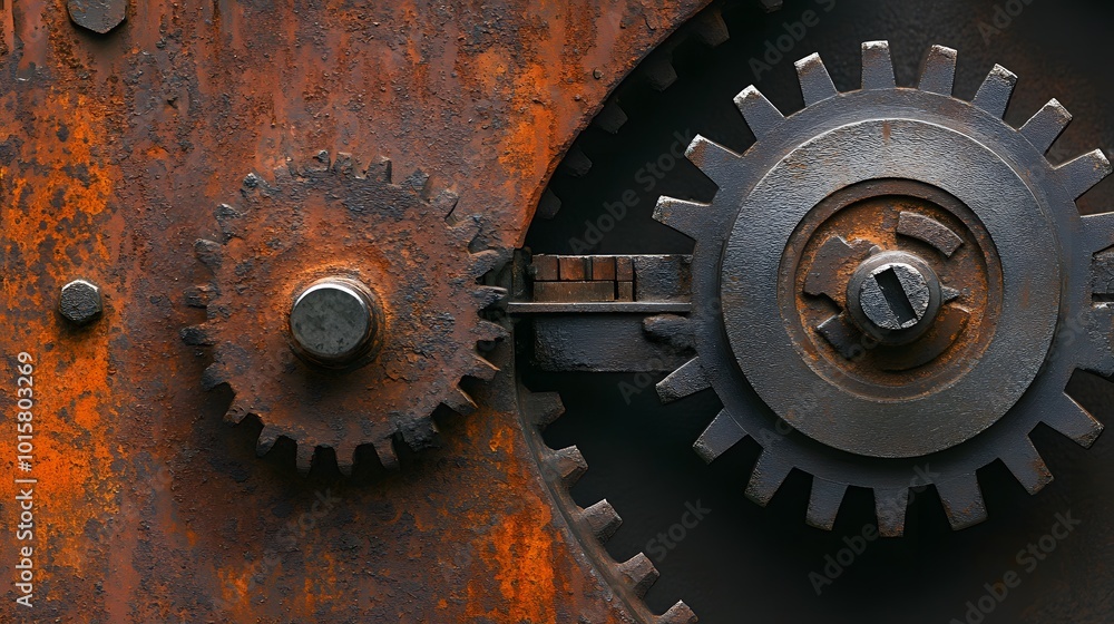 16. A close-up of a steel gear mechanism in motion 16. A close-up of a steel gear mechanism in motion