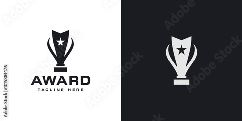 trophy logo vector illustration, winner award logo template