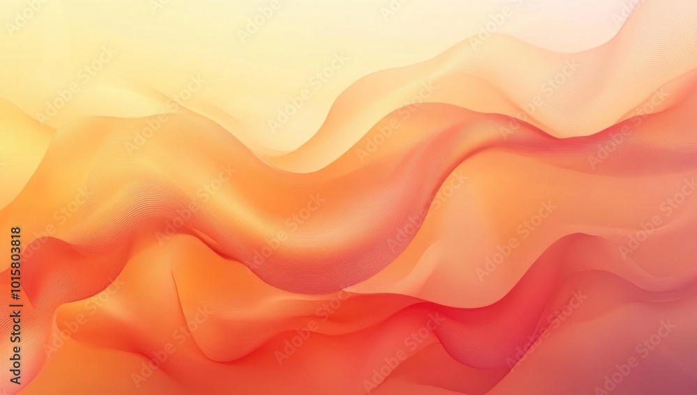 Fototapeta premium Abstract wavy background featuring a smooth beige and orange gradient design. 