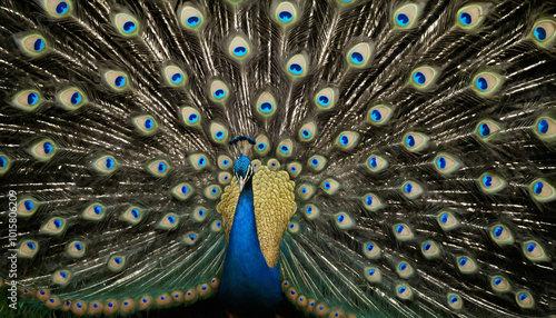 a detailed image of a peacock's feathers spread in full display