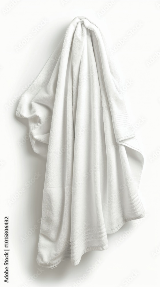 A white towel is hanging on a wall A white towel is hanging on a wall