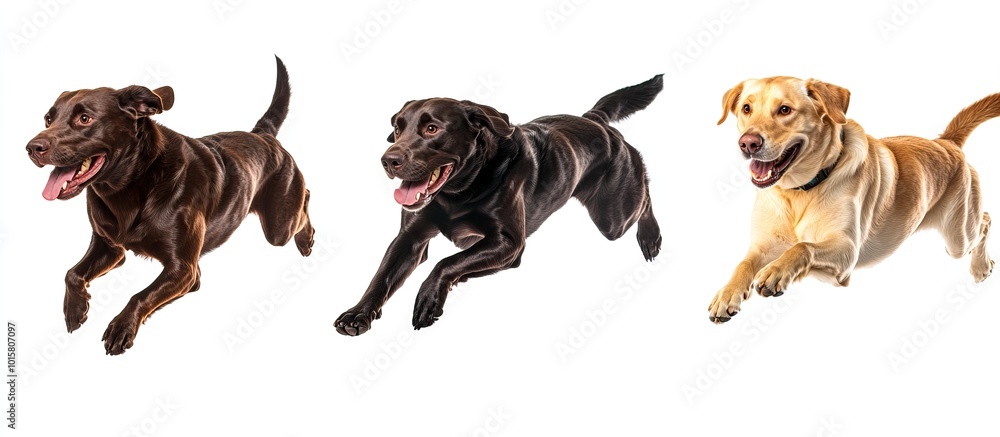 Obraz premium Three Labrador Retrievers in Motion