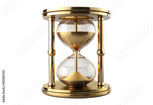 hourglass time clock with golden color 3d rendering