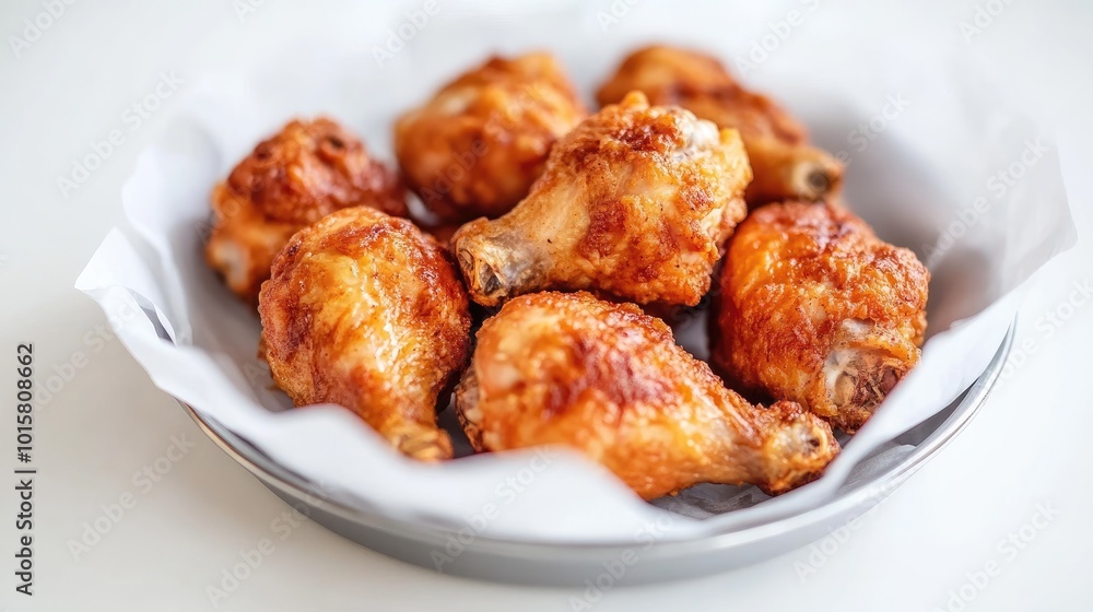 Crispy Fried Chicken Drumsticks on Plate Crispy Fried Chicken Drumsticks on Plate