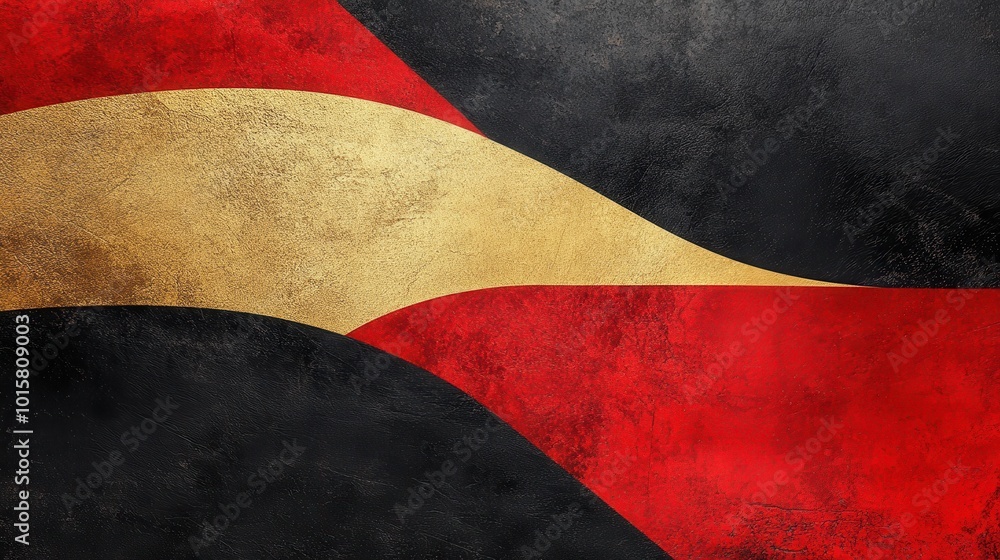 Abstract pattern featuring bold red, black, and gold colors blending smoothly in a modern artistic design Abstract pattern featuring bold red, black, and gold colors blending smoothly in a modern artistic design