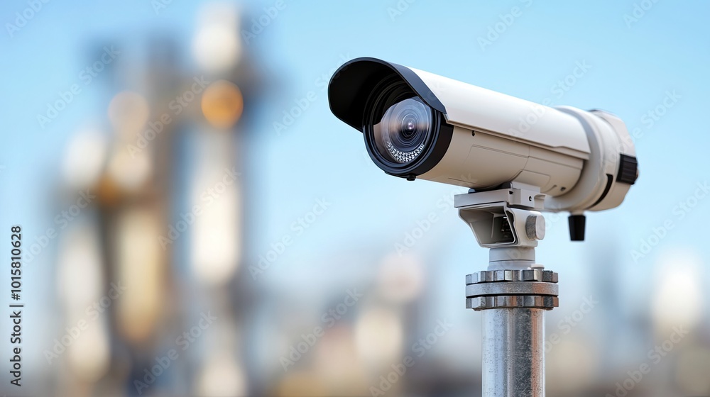 Surveillance Camera on Clear Sky Background Surveillance Camera on Clear Sky Background
