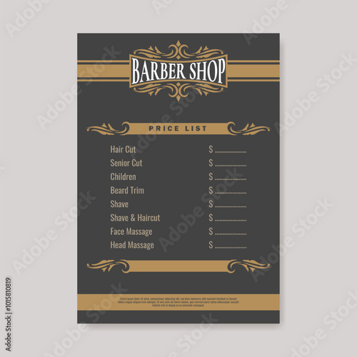 Barber shop price list template design. - Vector.