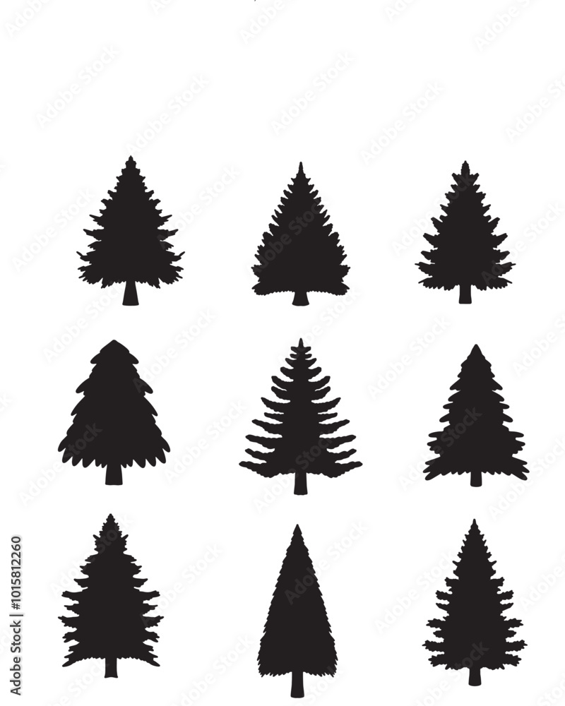 Isolated Pine on the white background. Pine silhouettes. Tree hand drawn. Vector EPS 10. Isolated Pine on the white background. Pine silhouettes. Tree hand drawn. Vector EPS 10.