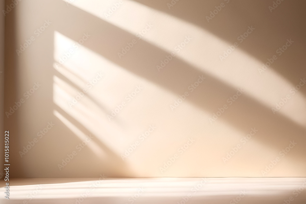 Minimal abstract light biege background for product presentation. Soft shadow and light from windows on white wall Minimal abstract light biege background for product presentation. Soft shadow and light from windows on white wall