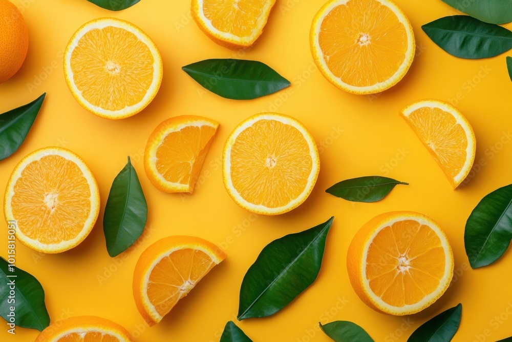 Orange Slices and Green Leaves Orange Slices and Green Leaves