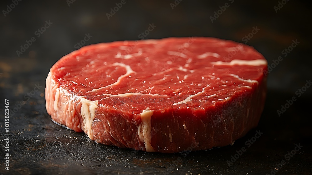 Raw beef steak on dark background. Raw beef steak on dark background.