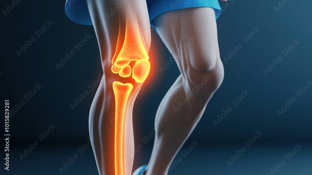 Inflamed Knee of Runner in Motion Inflamed Knee of Runner in Motion