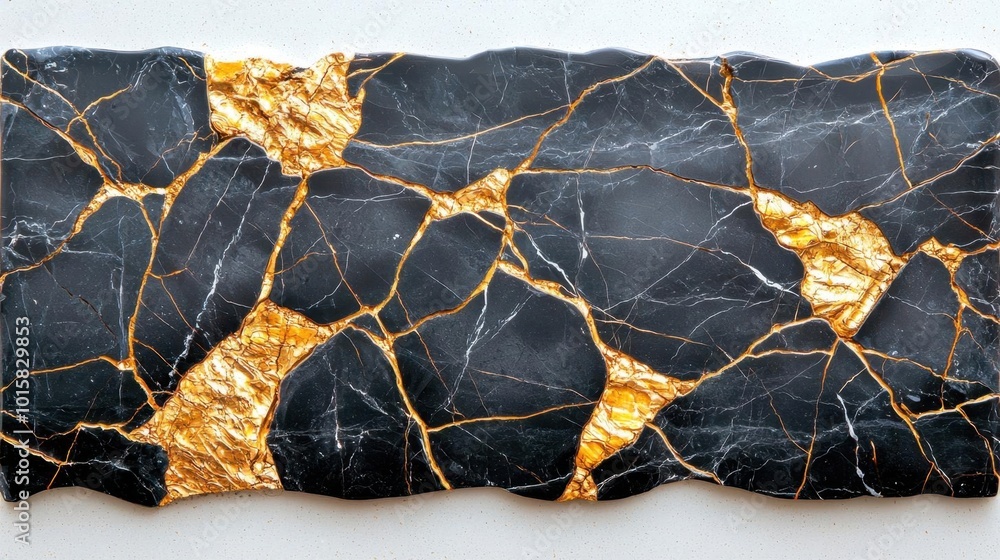 A photostock images of luxurious black marble with gold veins creating abstract patterns on a clean white background High Quality A photostock images of luxurious black marble with gold veins creating abstract patterns on a clean white background High Quality