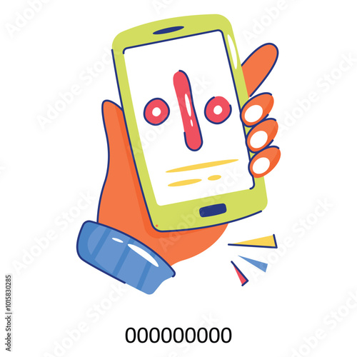 Promotion msg doodle vector outline Sticker. EPS 10 file
