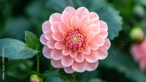 Close-Up of Beautiful Soft Pink Flower Amidst Green Foliage 