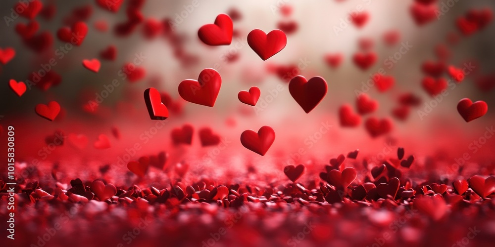 Red Heart Background with Falling Hearts Red Heart Background with Falling Hearts