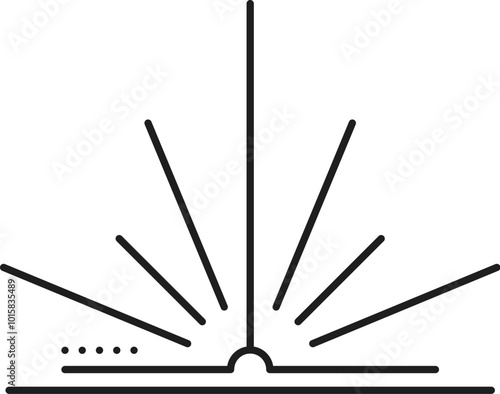 Laser marking manufacture equipment line icon. CNC cutting metalwork industry outline sign, steel marking manufacture equipment or laser engraving production technology line vector symbol or icon