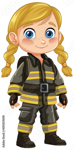 Young Firefighter in Uniform