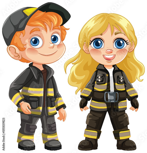 Cute Firefighter Cartoon Characters