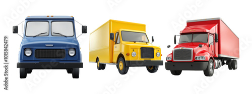 Colorful Delivery Trucks On Transparent Background