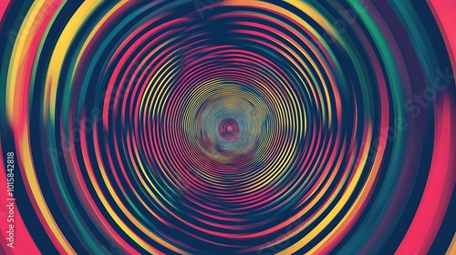 Abstract swirl of concentric rings in vibrant colors, creating a hypnotic and mesmerizing effect.