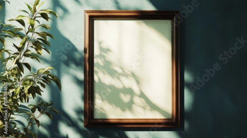 Empty portrait frame mockup. Blank picture frame template