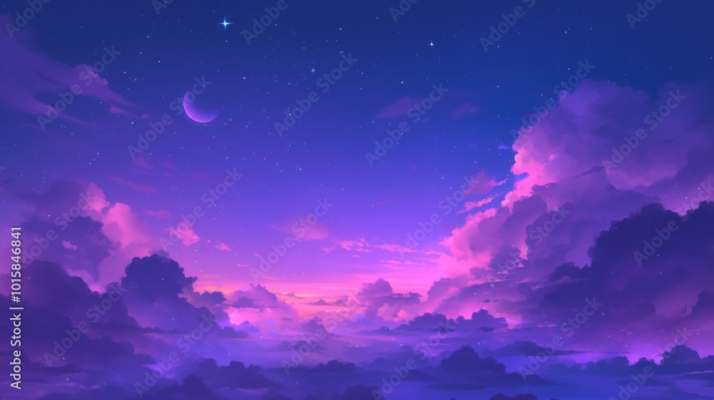 Fototapeta premium purple cloudy night sky -