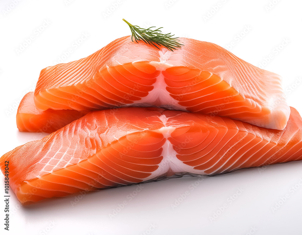 Stack of salmon fish on a white background Stack of salmon fish on a white background