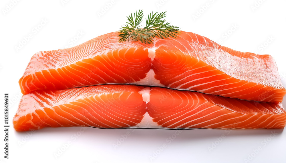 Stack of salmon fish on a white background Stack of salmon fish on a white background
