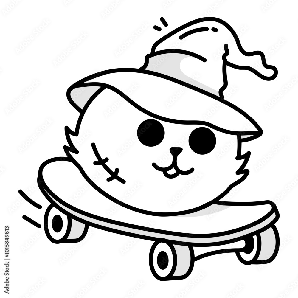 A witch cat icon in drawing style
A witch cat icon in drawing style