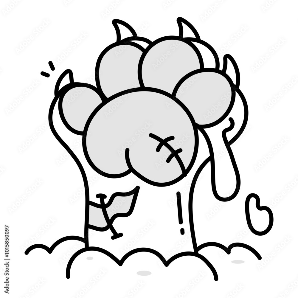 Scary cat paw icon in doodle style
Scary cat paw icon in doodle style