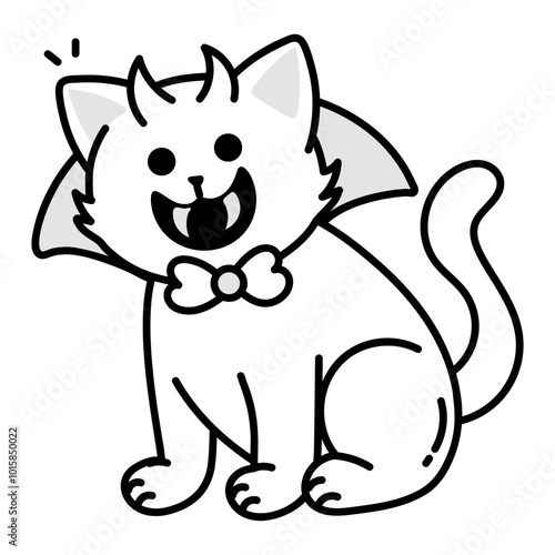 A drawing style icon of a vampire cat 

