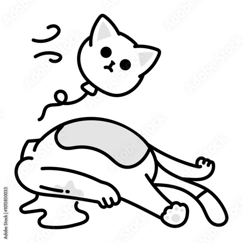 Dead cat icon in drawing style

