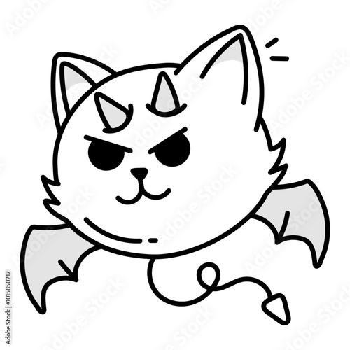 Cat wings icon in drawing style 

