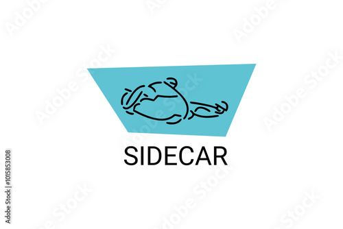 sidecar sport vector line icon. A sidecar driver and his passenger are racing on a circuit. sport pictogram illustration.