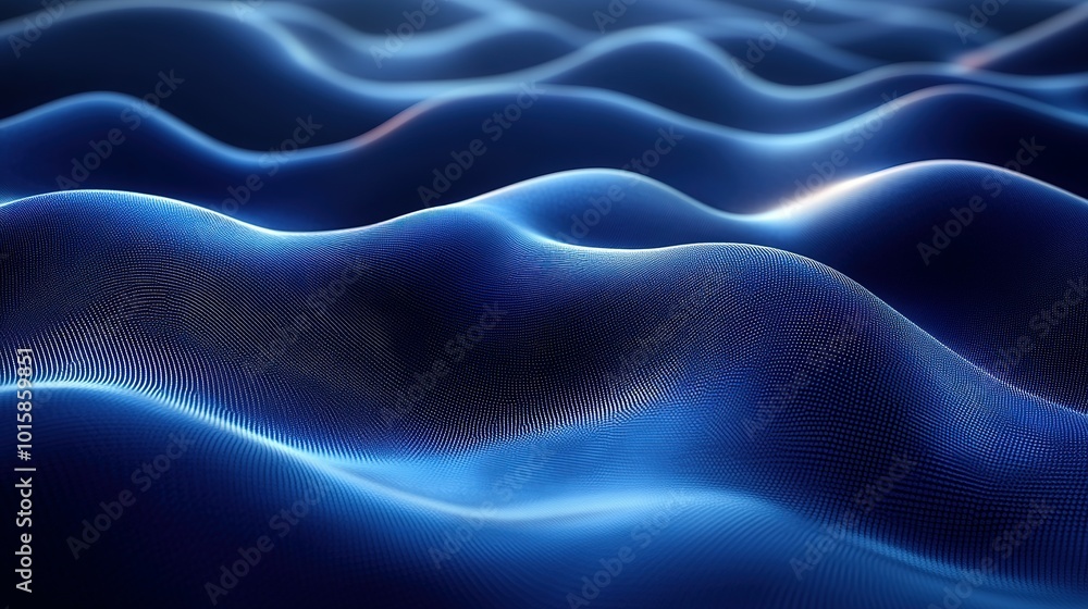 Fototapeta premium Abstract Blue Wavy Pattern with Subtle Grid Texture