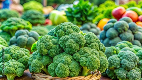 A vibrant display of broccoli florets, their emerald green hues showcasing the bounty of nature's harvest