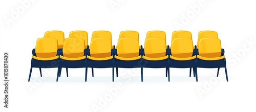 Yellow Stadium Seats Cartoon Illustration