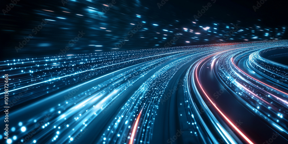 A futuristic view of a data highway with glowing nodes linked by bright digital lines, representing global connectivity, communication, and enterprise networks. A futuristic view of a data highway with glowing nodes linked by bright digital lines, representing global connectivity, communication, and enterprise networks.