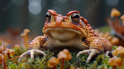 Close-Up Portrait of a Toad in a Forest Setting