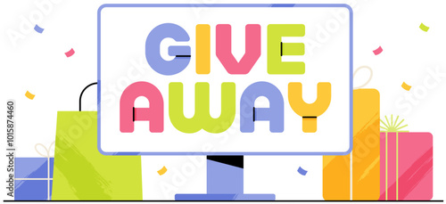 Lettering Giveaway with gift boxes and bags text