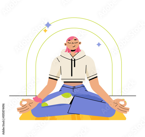 Woman meditating on yoga mat