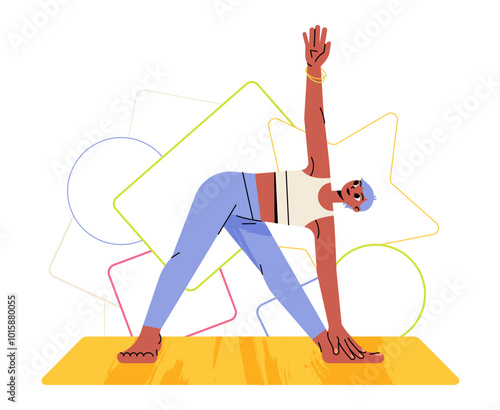 Girl doing yoga with triangle pose